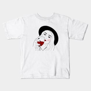 Frau mit Weinglas - Geschenk - Beauty Kids T-Shirt